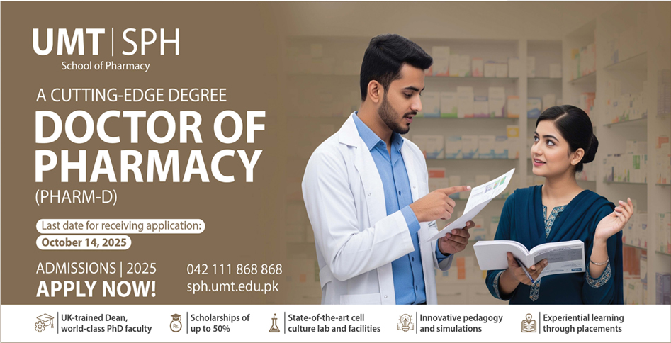 Admission Open in UMT School of Pharmacy Lahore